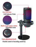 RGB USB Microphone for Recording and Streaming on PC and Mac with Headphone Output and Touch-Mute Button