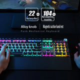 F2088 Mechanical Keyboard - 104 Keys Backlit, Cyberpunk Metal Gaming Keyboard