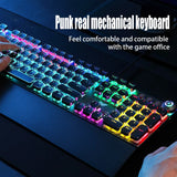 F2088 Mechanical Keyboard - 104 Keys Backlit, Cyberpunk Metal Gaming Keyboard