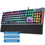 F2088 Mechanical Keyboard - 104 Keys Backlit, Cyberpunk Metal Gaming Keyboard