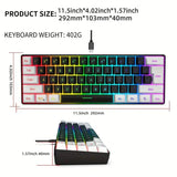 60% RGB Wired Gaming Keyboard - Waterproof Ultra Compact 61-Key for PC/Mac