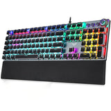 F2088 Mechanical Keyboard - 104 Keys Backlit, Cyberpunk Metal Gaming Keyboard